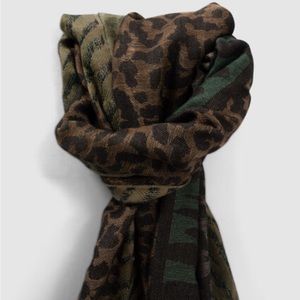 IKKS WOMEN’S KHAKI SCARF WITH ANIMAL MOTIFS